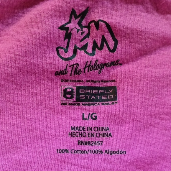 BRIEFLY STATED GEM & the HOLOGRAMS Pink T-Shirt with Cartoon Print Size Large - Picture 3 of 4